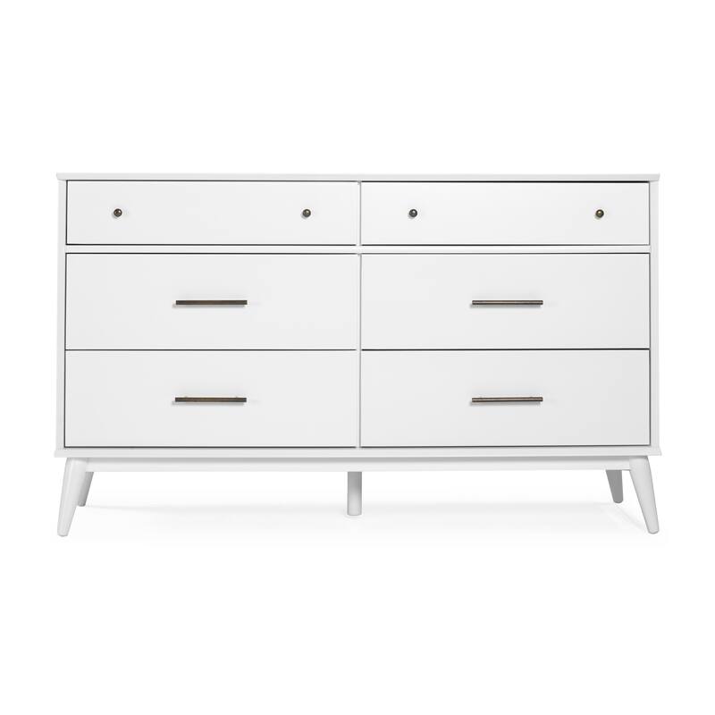 Mid-Century Castahno Solid Wood Six Drawer Dresser