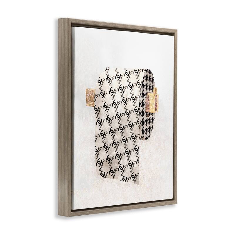Stupell Fashion Glam Toilet Paper Designer Detailing Floater Frame - Off-White