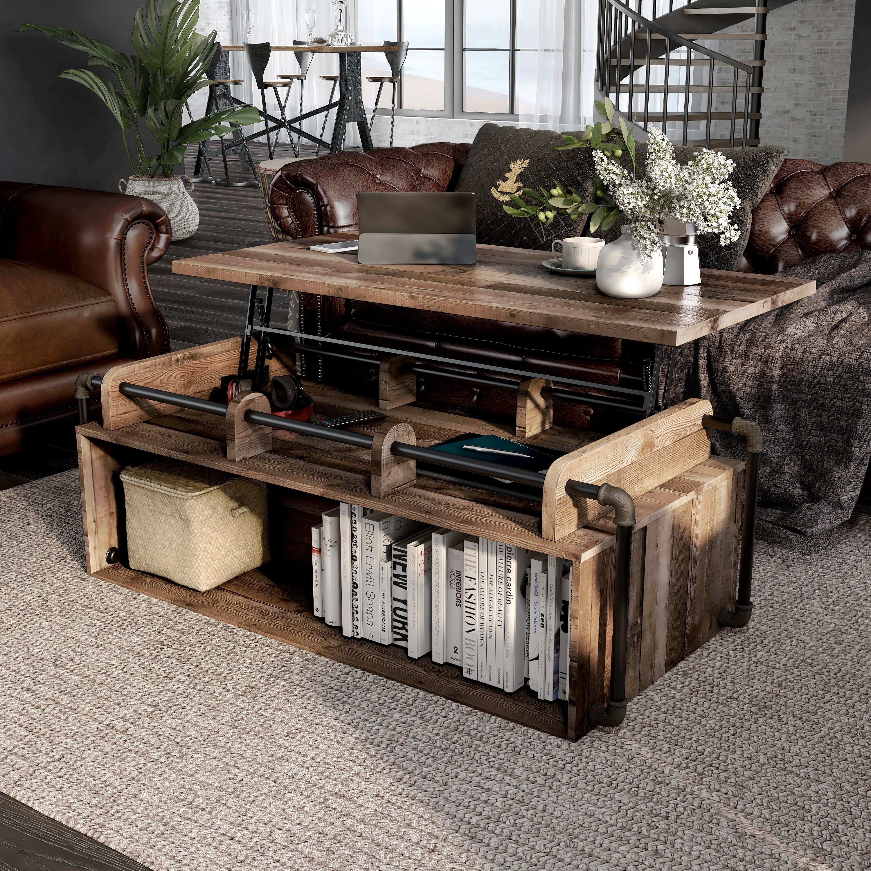 Carbon loft callis industrial sales brown lift top coffee table