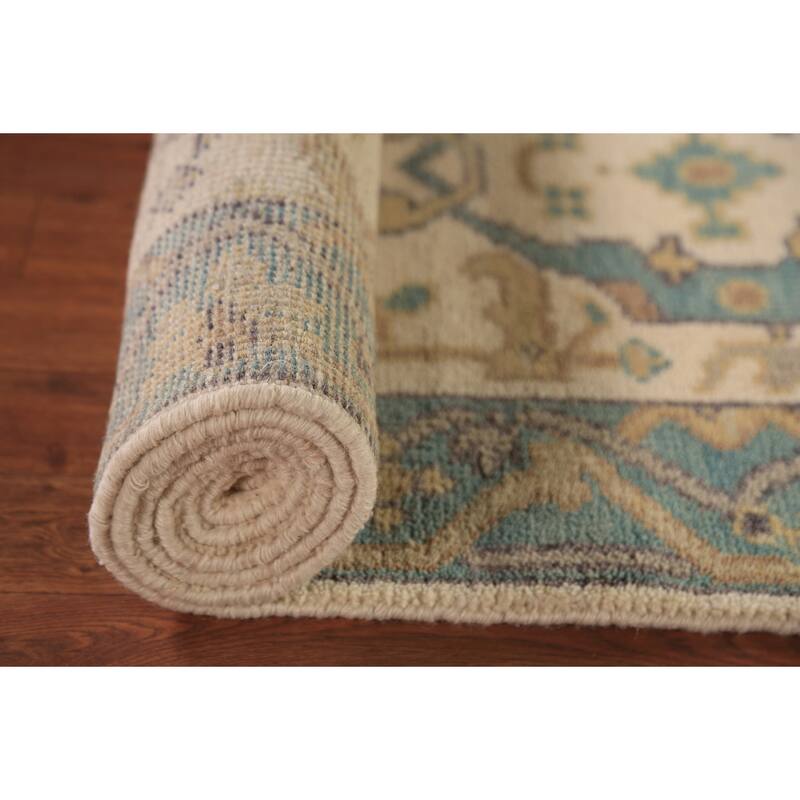Oushak Oriental Runner Rug Hand-Knotted Floral Wool Carpet - 2'8" x 10'2"