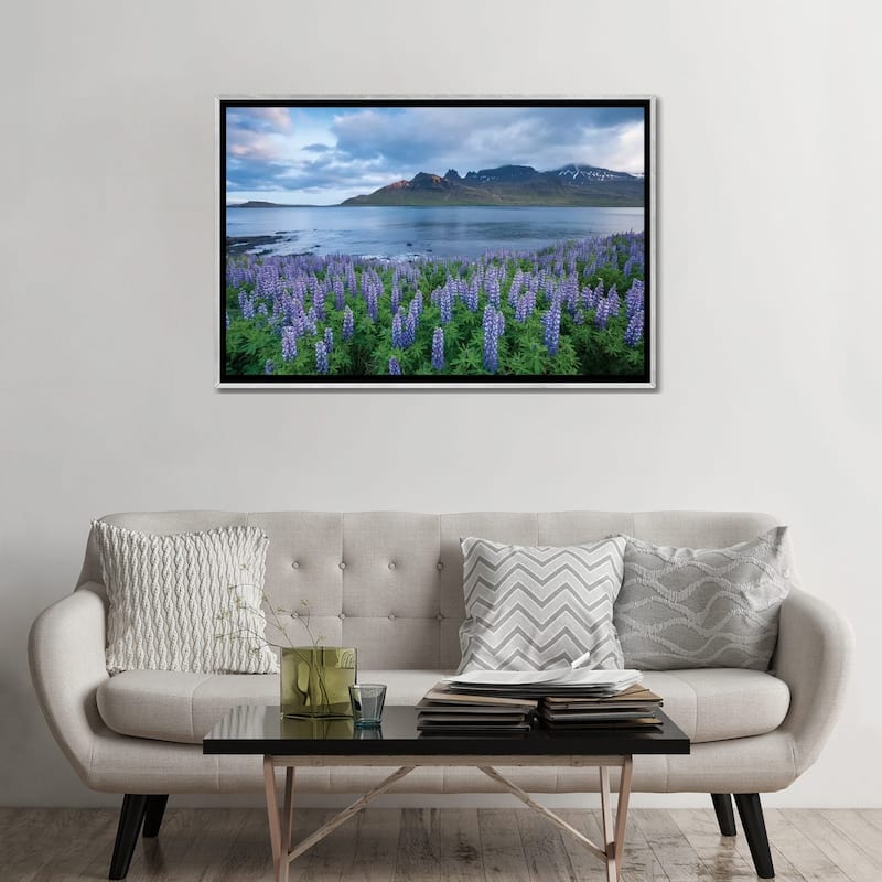 iCanvas "Nootka Lupines I, Stodvarfjordur Fjord, Austurland, Iceland" by Gareth McCormack Framed