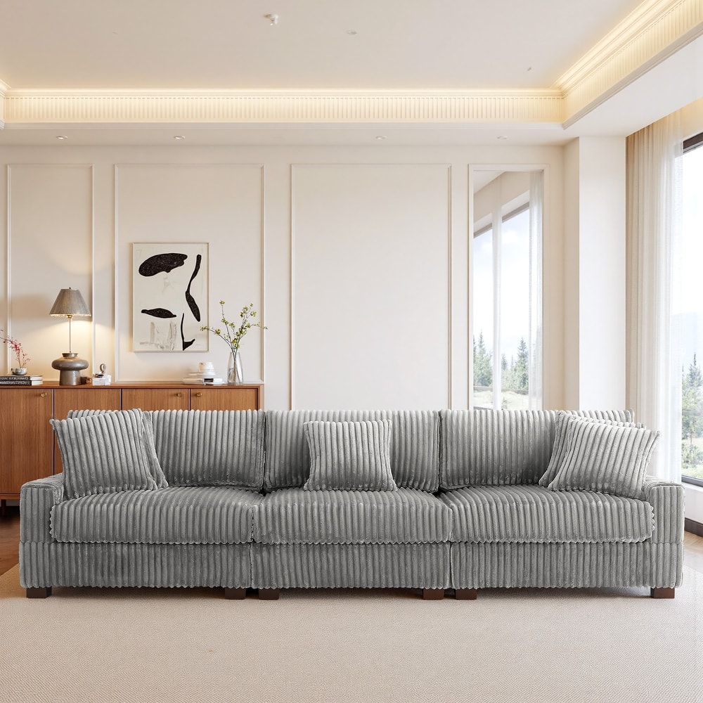 118.3" W Upholstered Sectional Modular Sofa with Pillows