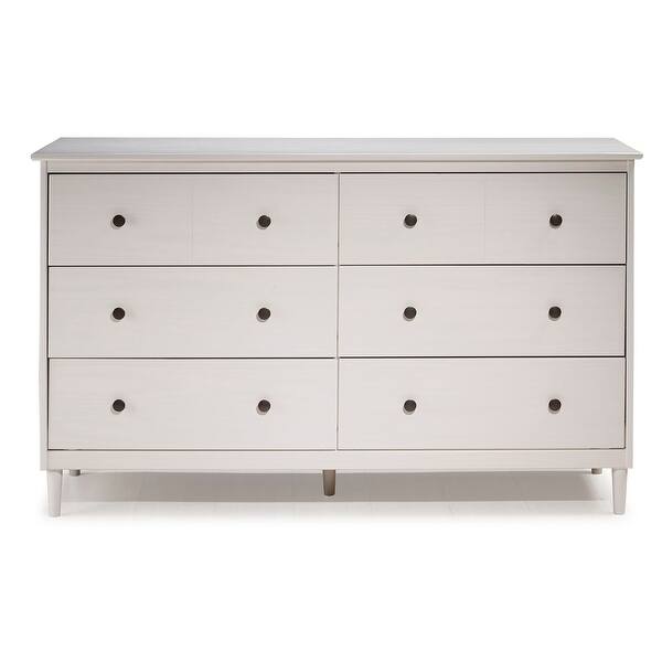 Shop Offex Modern 6 Drawer Solid Pine Wood Dresser White Free