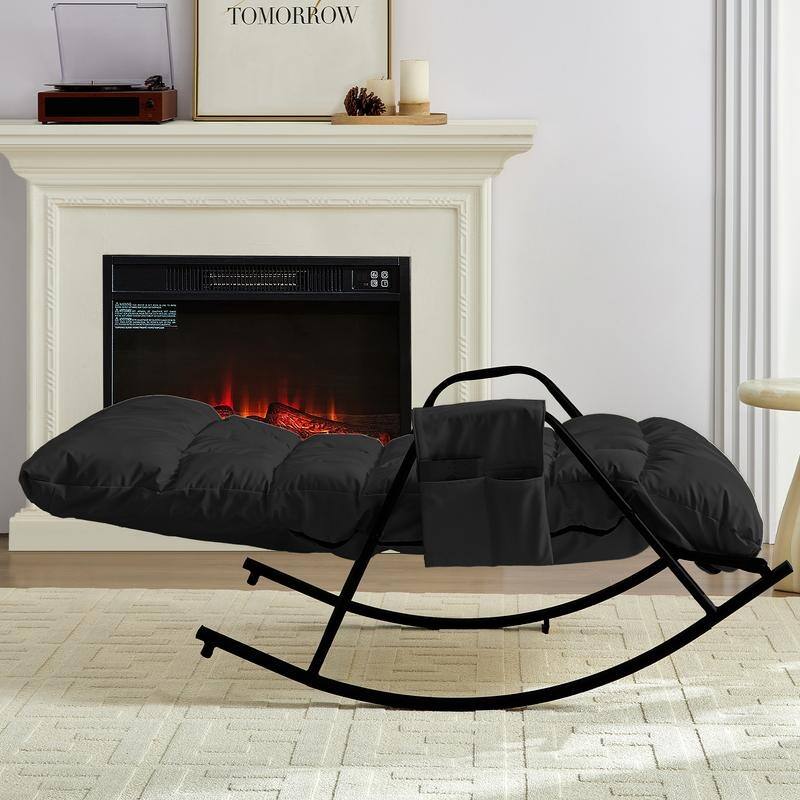 Mixoy Adjustable Widen Rocking Chair,Modern Lounge Nursery with Iron Frame