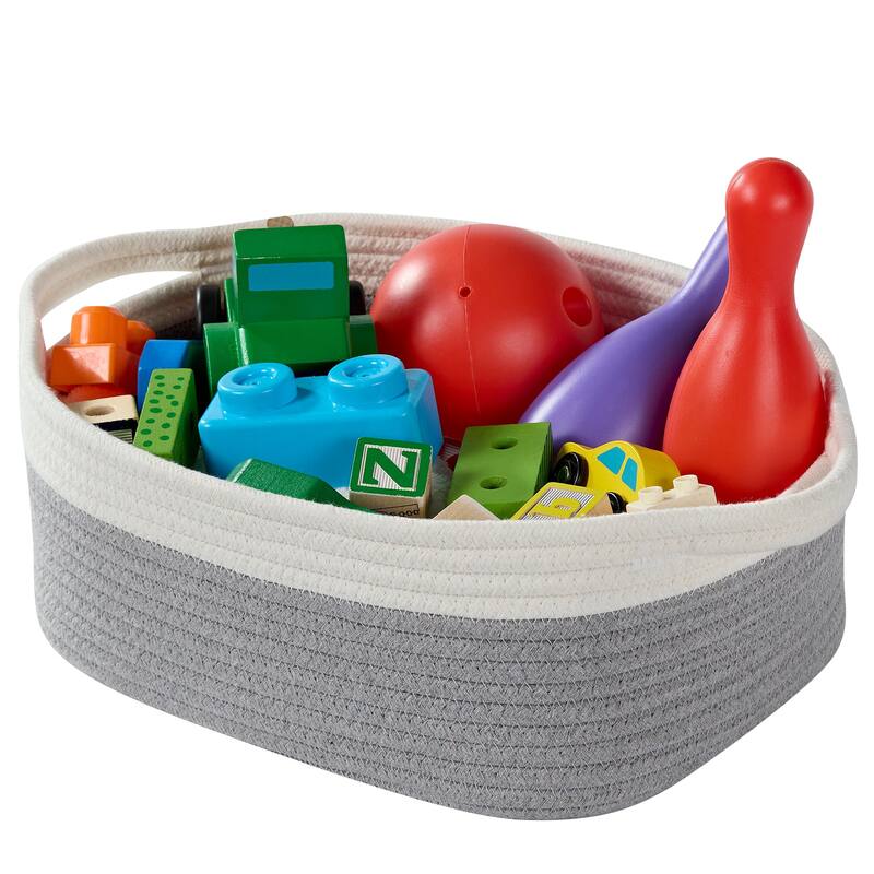 VECELO Large Round/Rectangle Blanket Storage Baskets,Toy Storage Organizing with Handle