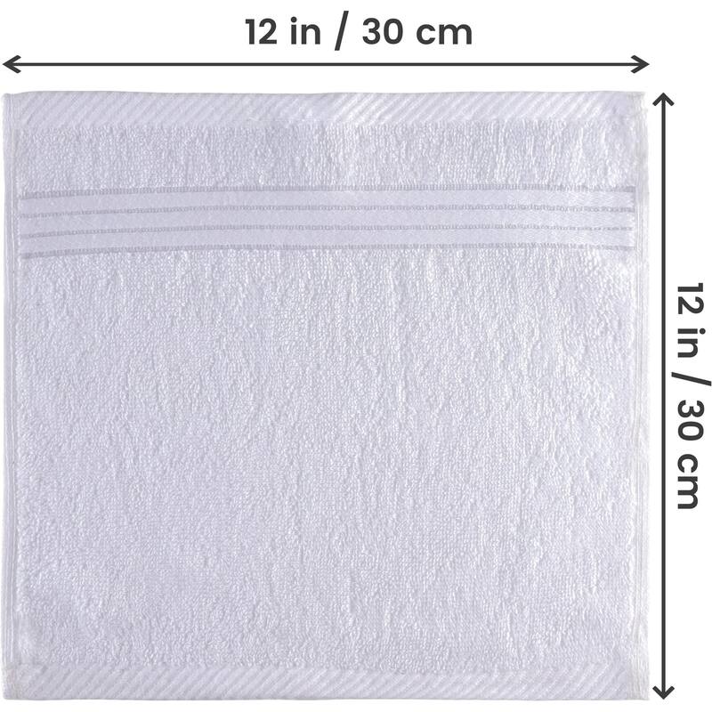 12 Pack Cotton Washcloths 12x12 - Soft, Absorbent, White Towels