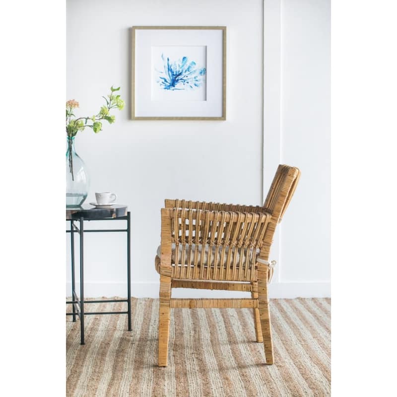 Rattan Wrapped Chair with Cushion - 33" - Brown