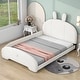 preview thumbnail 12 of 10, Full Size Upholstered Bed with Cartoon Ears Headboard, White