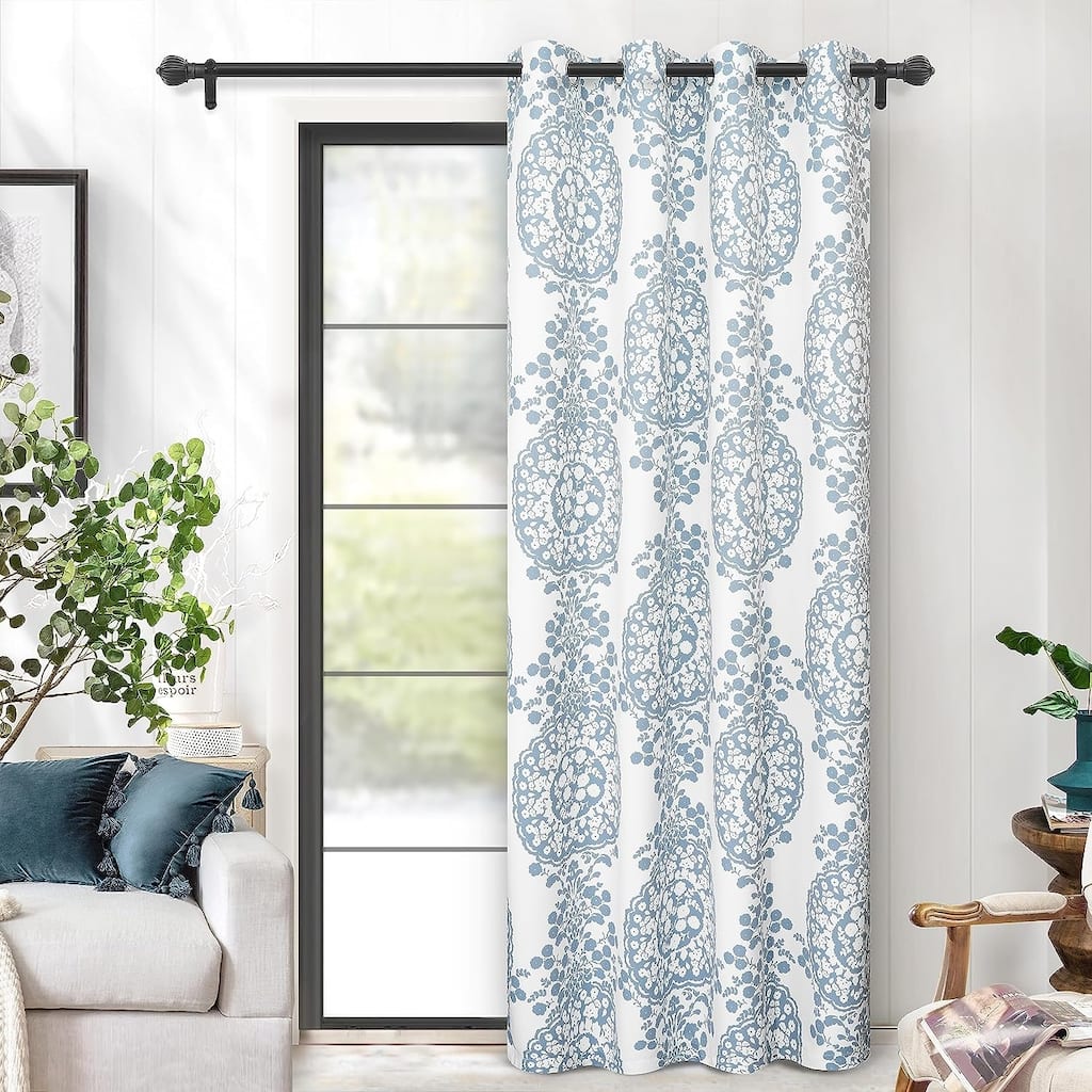 DriftAway Samantha Floral Damask Medallion Pattern Grommet Room Darkening Window Curtain - 50" Width X 84" Length