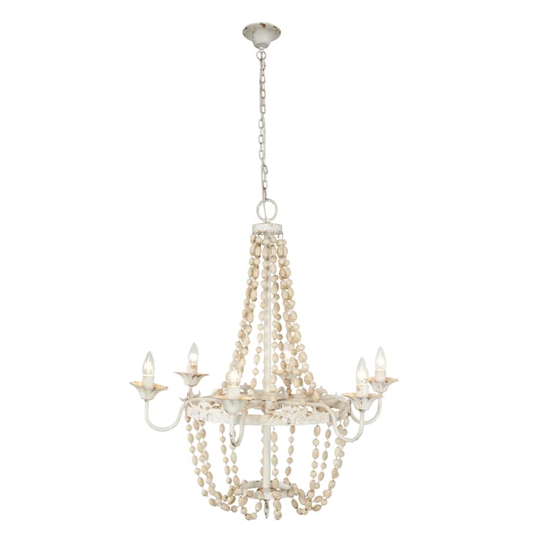 Wood Chandelier - White - Roche River Decor - White
