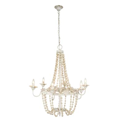 Wood Chandelier - White - Roche River Decor