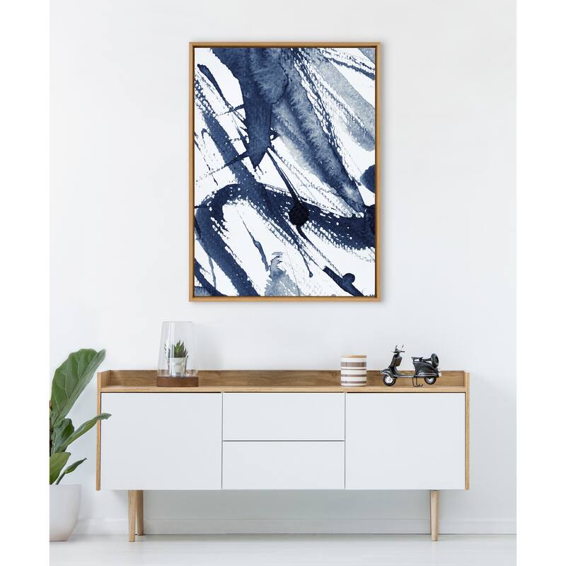 Kate and Laurel Sylvie Indigo Watercolor Framed Canvas by Amy Peterson