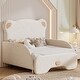 preview thumbnail 4 of 7, Twin XL Size Upholstered Stretchable Vaulted Sofa Bed, Bear Shaped Headboard, Beige