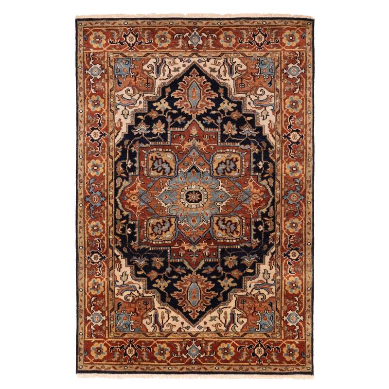 ECARPETGALLERY Hand-knotted Jules Sultane Dark Navy Wool Rug - 4'0 x 5'10
