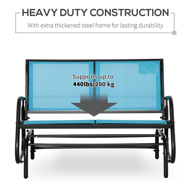 2-Person Outdoor Glider Bench, Patio Double Swing Rocking Chair Loveseat with Powder Coated Steel Frame for Backyard, Garden