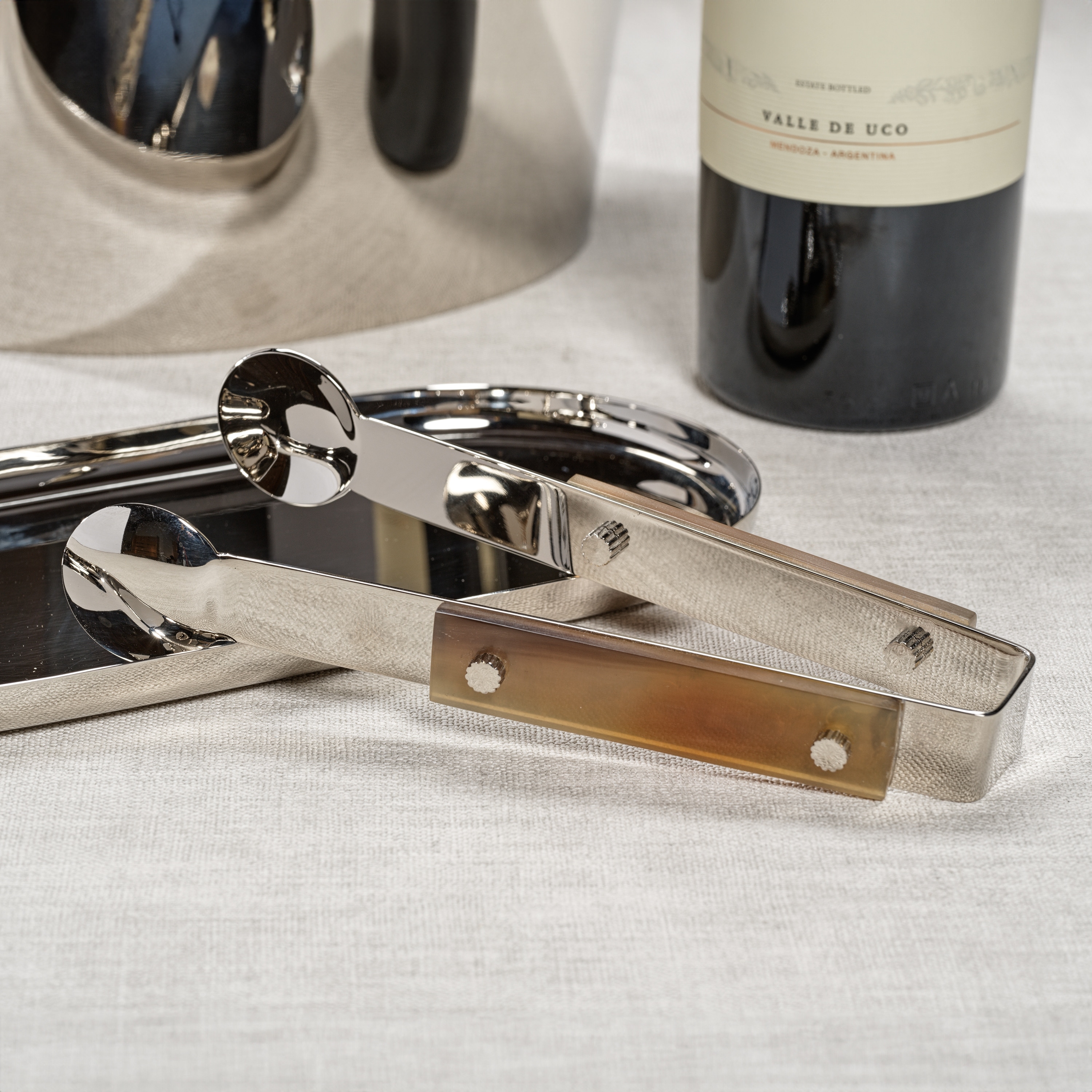 【TONG】 Bayeux Steel Ice Tong with Horn Trim - Overstock - 40556713
