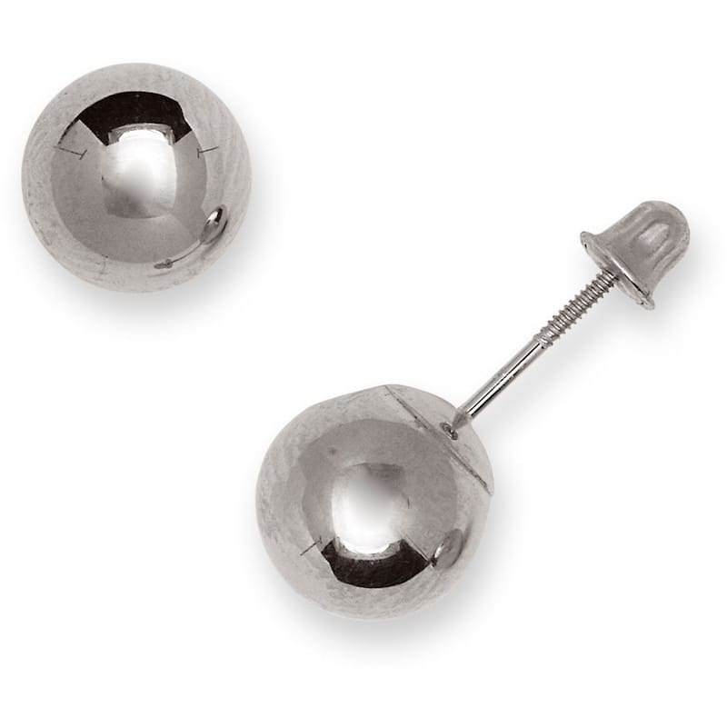 Curata 14k Yellow or White Gold Large 8mm Screw Back Ball Earrings