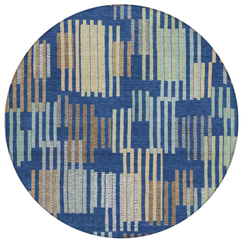 Machine Washable Indoor/ Outdoor Modern Pines Chantille Rug