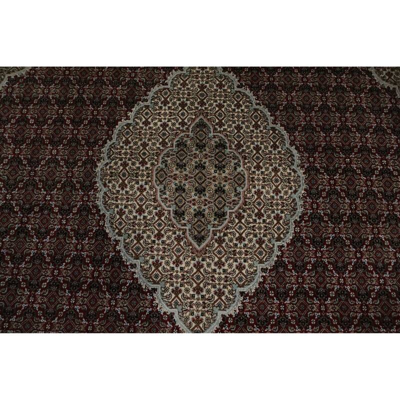 Hand Knotted Oriental 100% Wool Carpet Traditional Floral Red Tabriz-Mahi Area Rug - 11' 10'' X 8' 2''