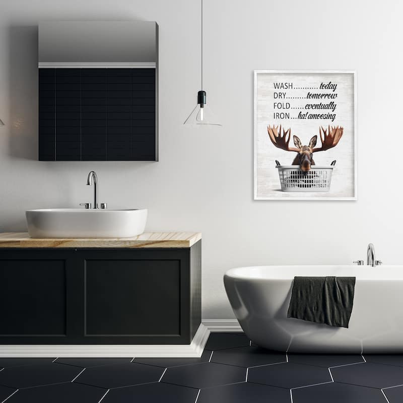 Stupell Sassy Moose & Laundry Framed Giclee Art Design By Lettered and Lined