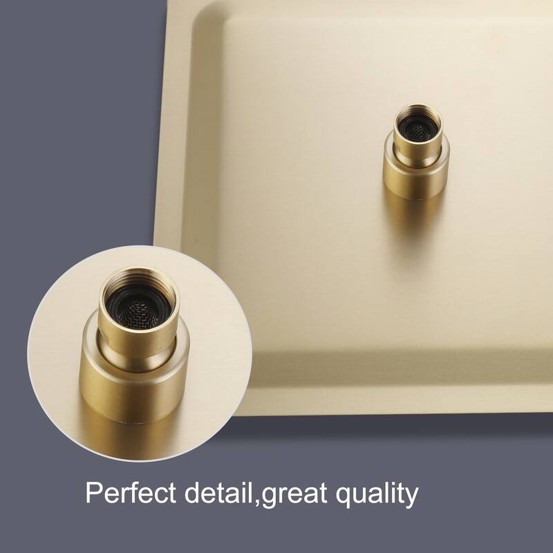 Luxury 10'' High Pressure Adjustable Rain Shower Head with Self-Cleaning and Aerating Technology in Black / Gold