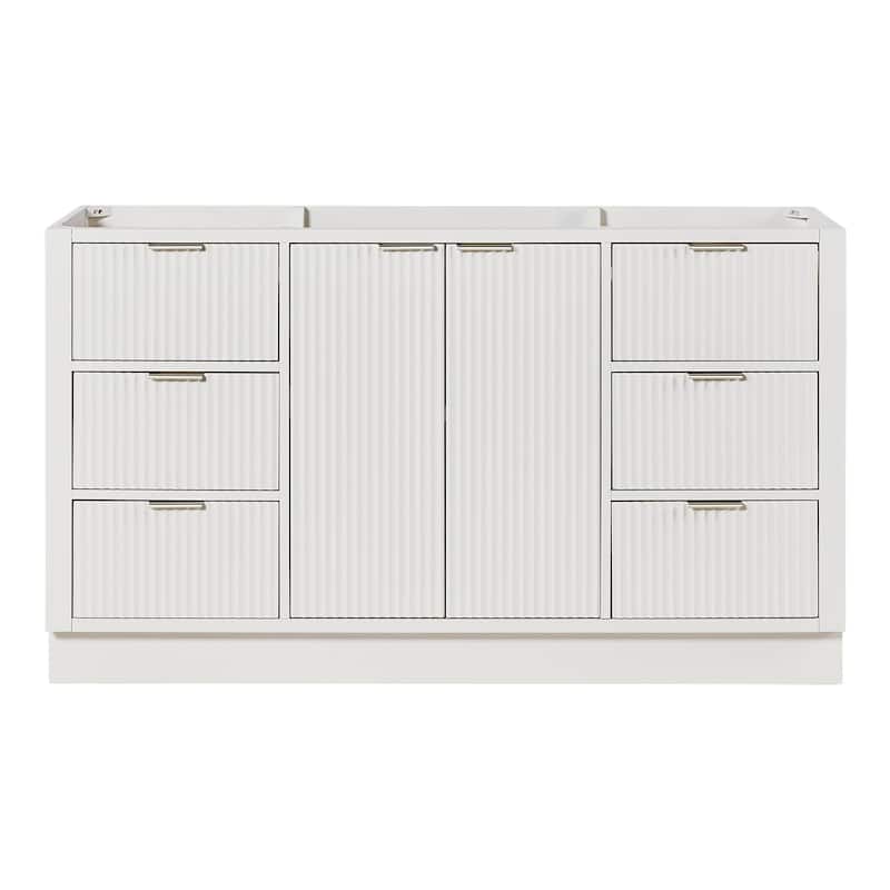 Ariel P60-BC Milan 60" Single Free Standing Vanity Cabinet - Warm White / Brushed Nickel Hardware