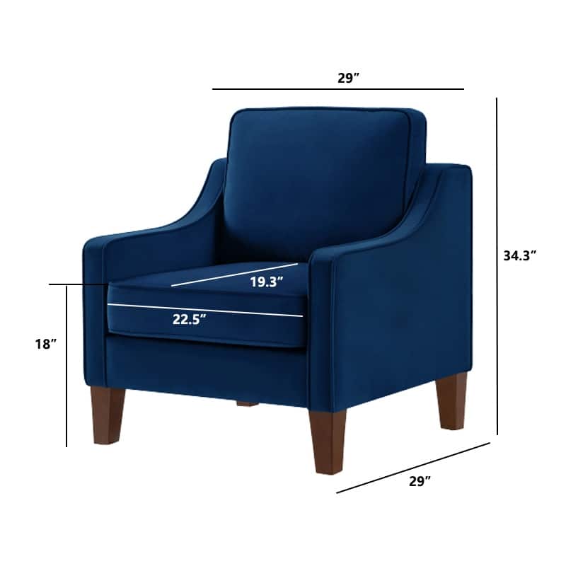 Modern Velvet Upholstered Accent Chair Single Sofa Armchair