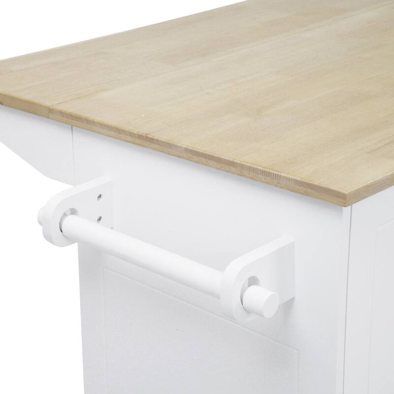 Kitchen Island with Drop Leaf,with Spice Rack, Towel Rack