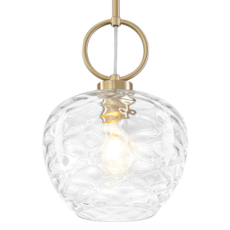 Modern Gold Geometric Glass Pendant Light Fixture Adjustable Cord - Dia.9.06-in