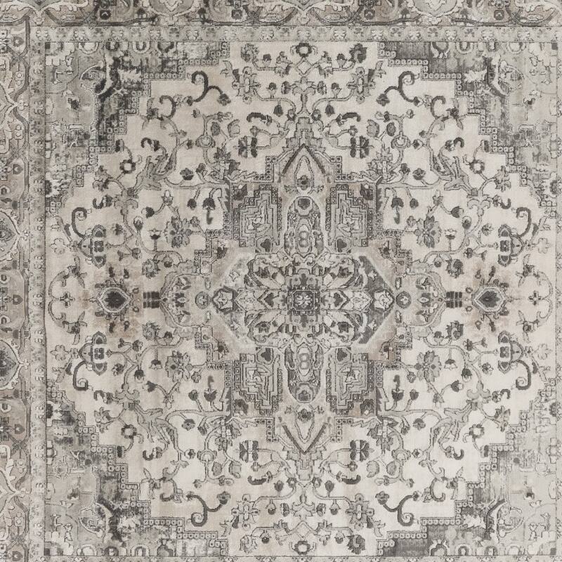 Mebe Power Loomed Distressed Geometric Traditional Durable Area Rug By HomeRoots - 94' X '94' X '0.32