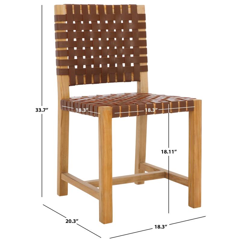 SAFAVIEH Arlene Solid Wood & Leather Dining Chair (Fully Assembled) - 18.3 In. W x 20.3 In. D x 33.7 In. H - 18Wx20Dx34H