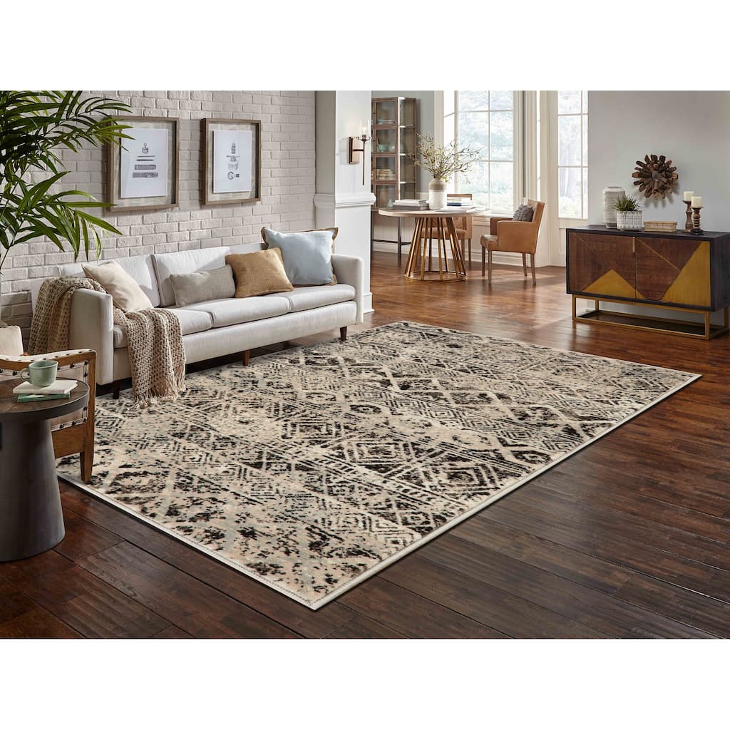 Anila Collection Beige/Café Brown Transitional Tribal Area Rug
