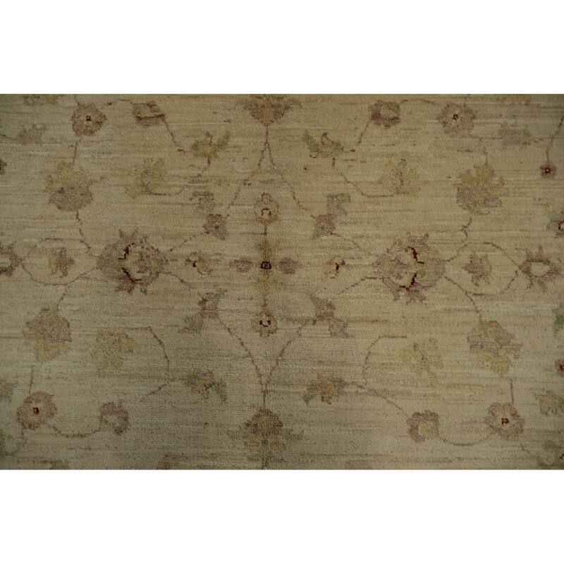 Hand Knotted Oriental 100% Wool Carpet Transitional Floral Beige & Ivories Oushak Area Rug - 7' 8'' X 5' 6''