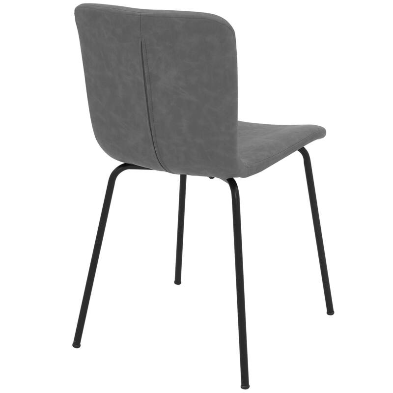 Black/Gray Faux Leather Upholstered Metal Frame Dining Chair, Set of 2, Sturdy Dining Chair for Dining Rooms - 20.5