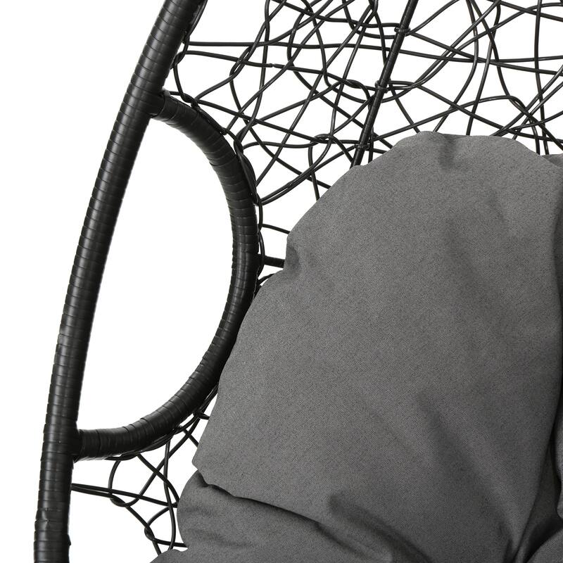 Waterproof Outdoor Wicker Hanging Basket Chair with Cushions, Hammock Seat - 300 lbs Capacity