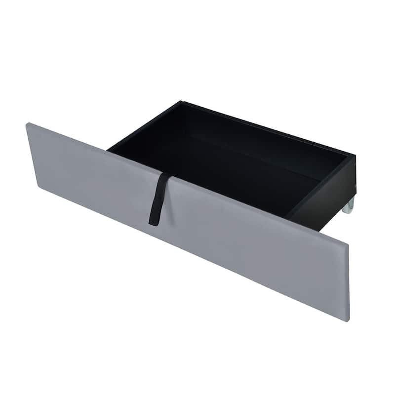 Queen Size Velvet Upholstered Platform Bed with 2 Drawers and Twin XL Trundle