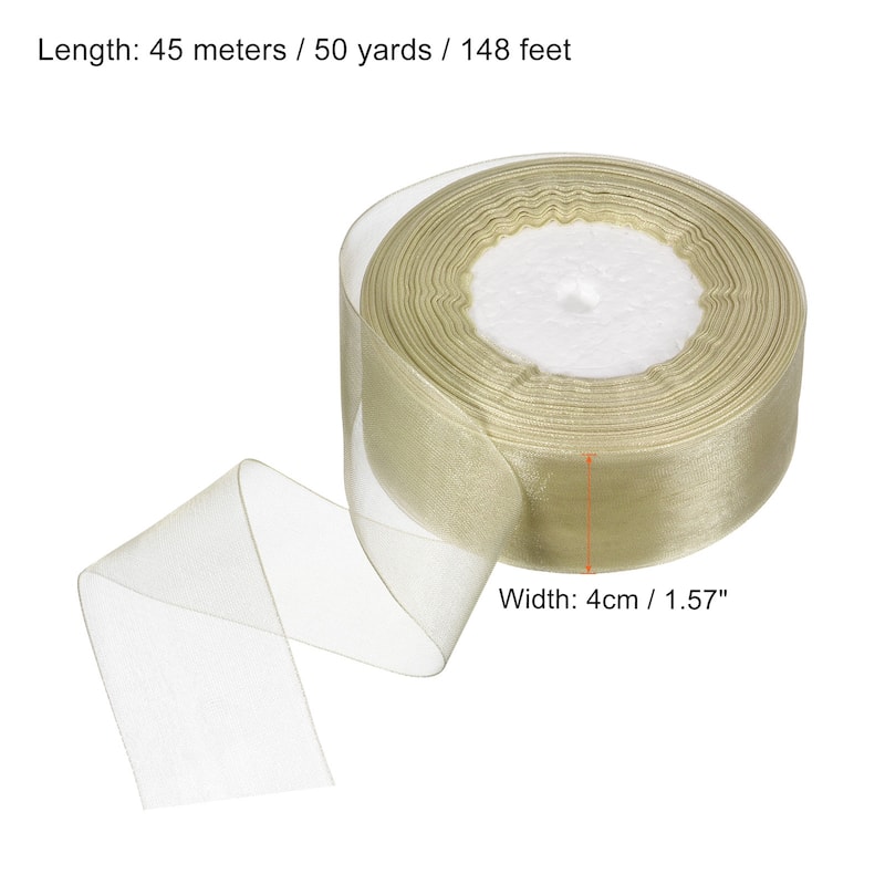 4cm 50 Yard Sheer Organza Ribbon Chiffon Decor Fabric Gift Wrapping