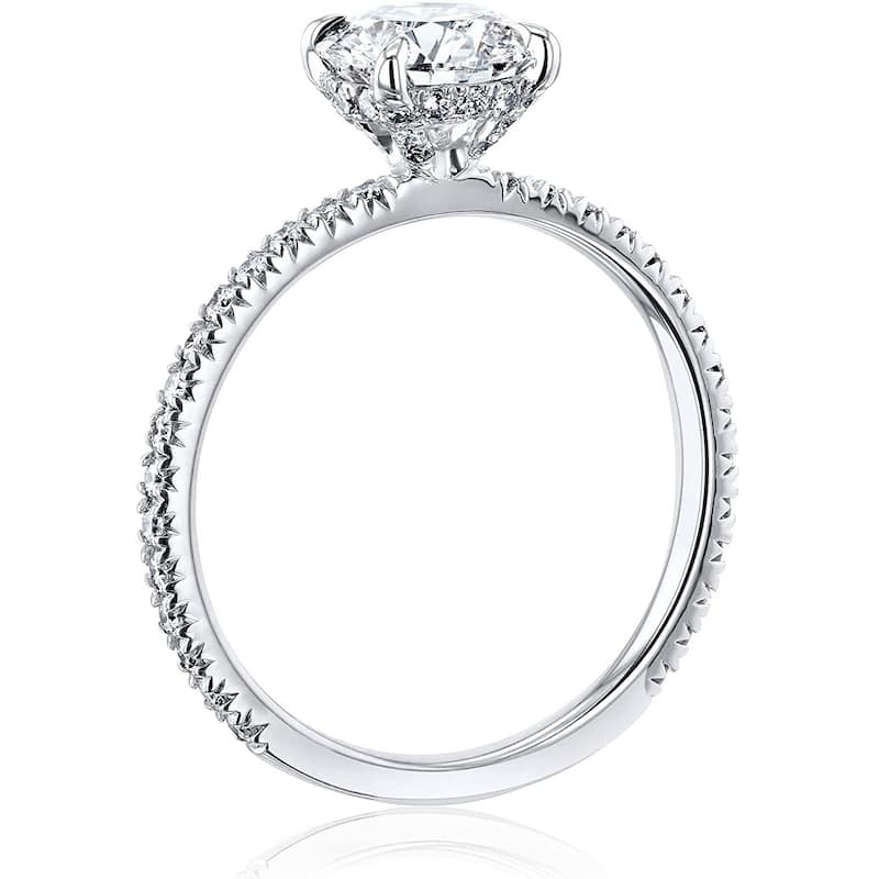 Kobelli 1.3 Carats Lab Grown Diamond IGI Certified 14k Solid Gold Near Eternity French Pavé Lumière Engagement Ring