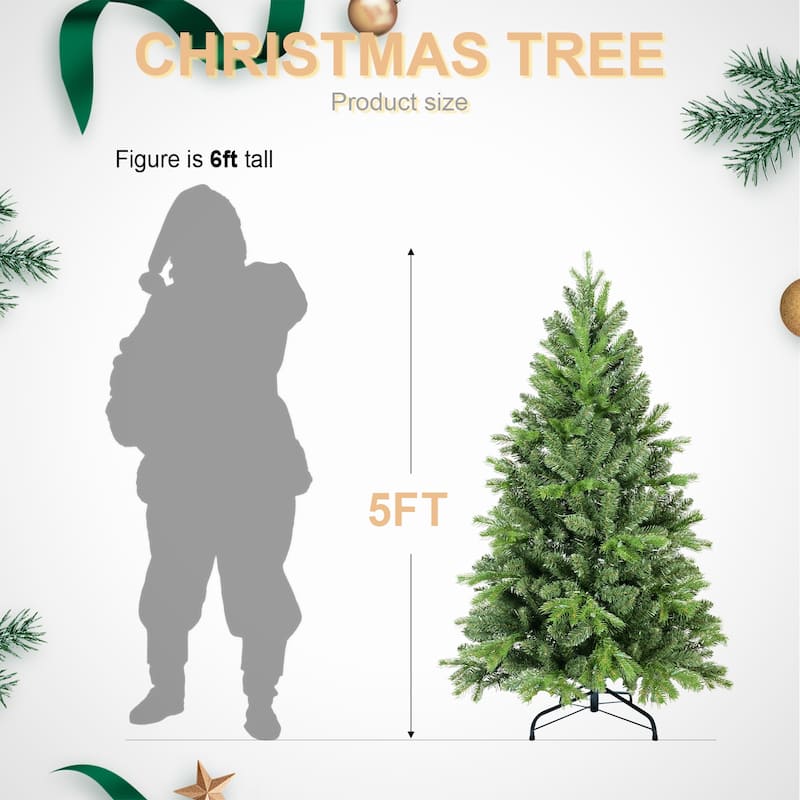 8FT Christmas Tree with 1847 PE+PVC Tips-Full-Bodied Holiday Tree with Hinged Branches, Easy Assembly