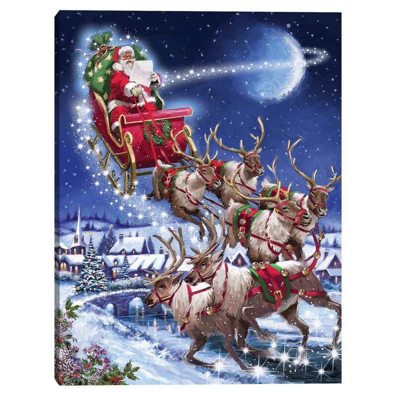 Santas Sleigh Team Canvas Art Print