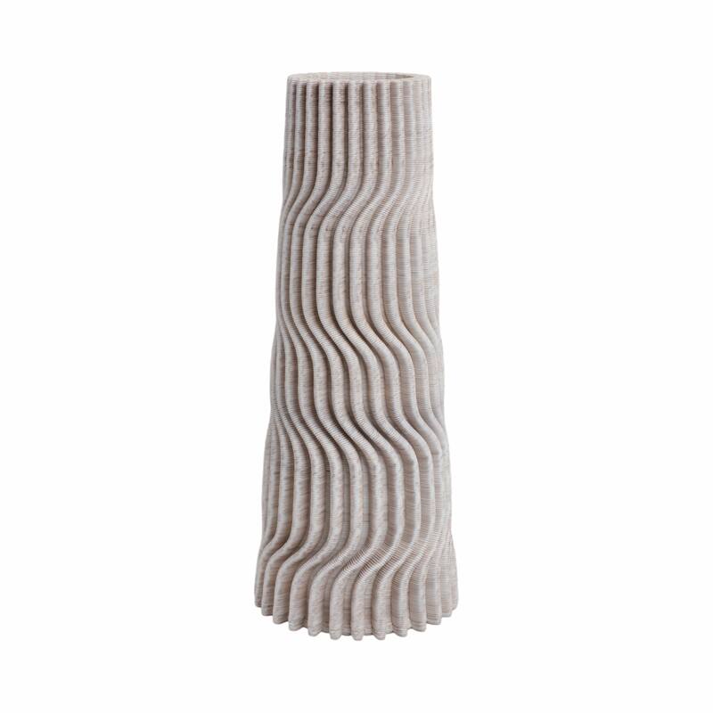 Decorative Vase - Tan Porcelain 3D Printed Textured