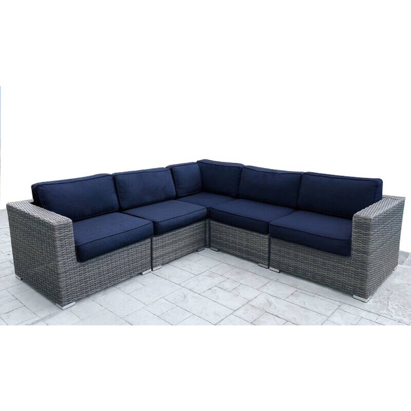 LSI 5 Piece Rattan Sectional Seating Group with Sunbrella Cushions