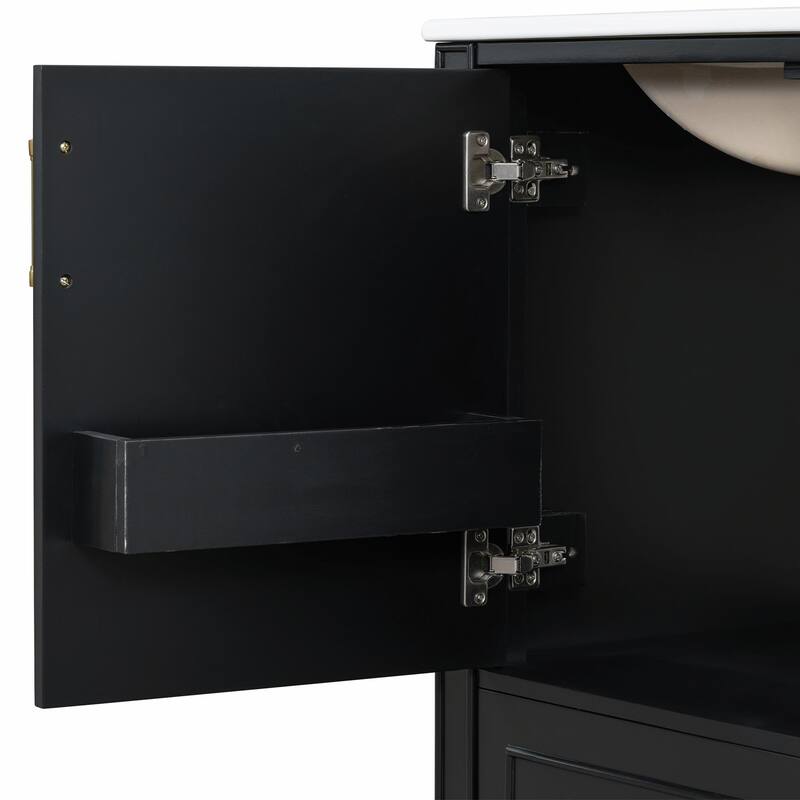 30" Bathroom Vanity with Ceramic Sink, Soft-Close Door, Built-in Shelf & Ample Storage