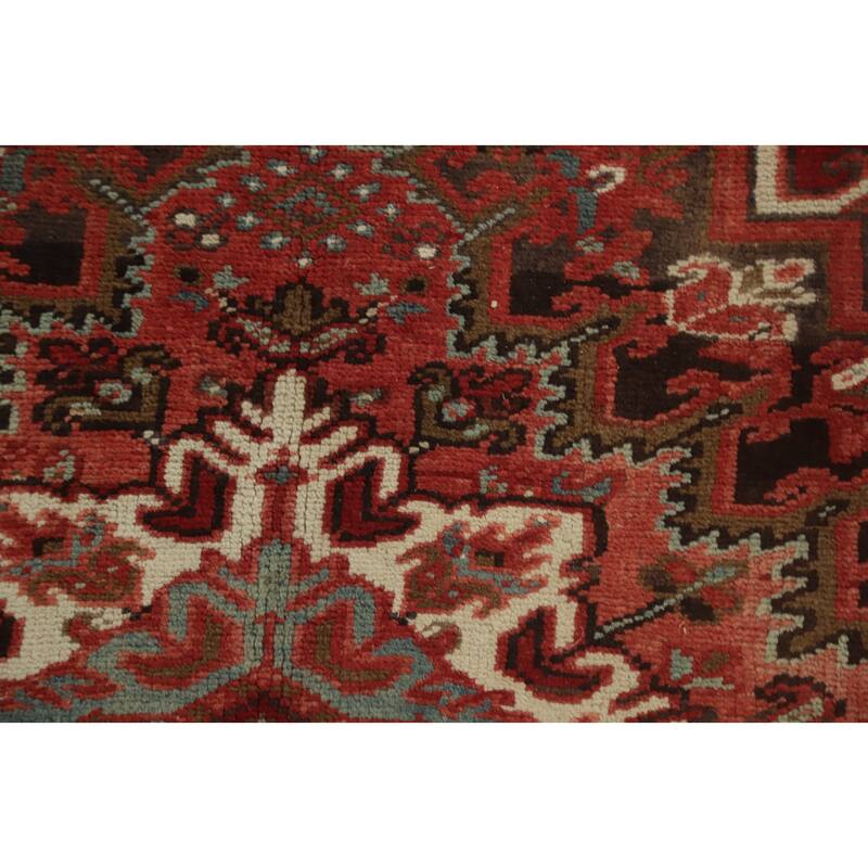 Hand Knotted Oriental 100% Wool Carpet Traditional Medallion Red Heriz Area Rug - 10' 11'' X 8' 2''