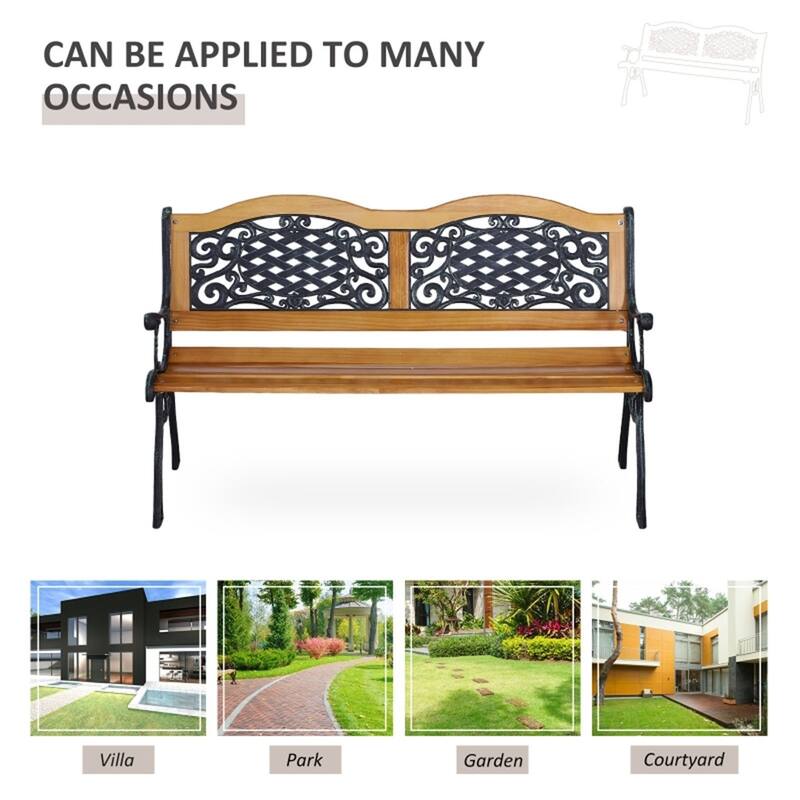 Antique Green-Teak PVC and Pine Outdoor Garden Bench with Slatted Seat - 50" L x 20.5" W x 30" H