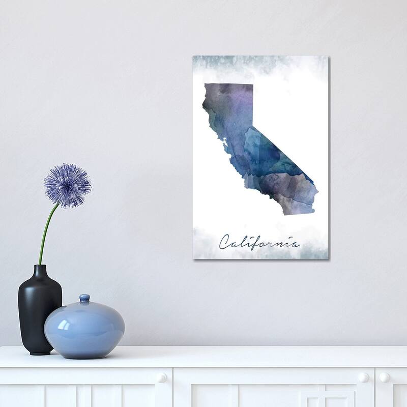 iCanvas "California State Bluish" by WallDecorAddict Canvas Print - 18x12x1.5
