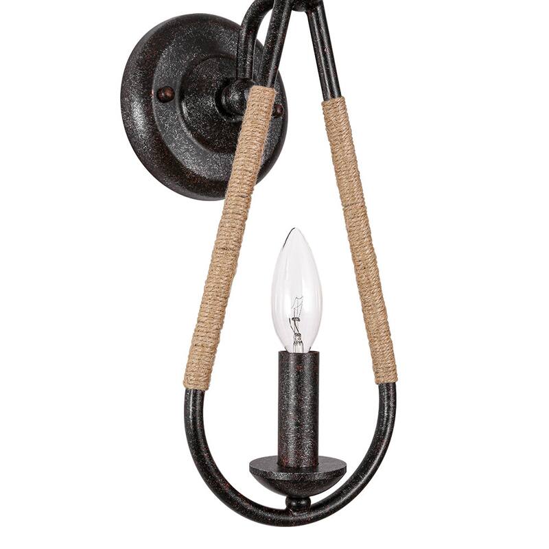 Rustic Hemp Rope Candle Style Single Wall Sconce