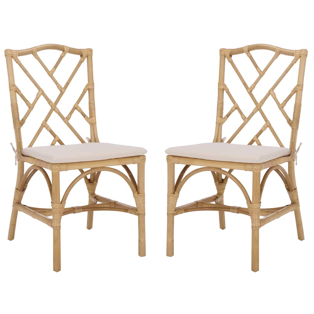 SAFAVIEH Chadale Rattan Dining Chair Set of 2, Fully Assembled - 23"W x 18"D x 38"H