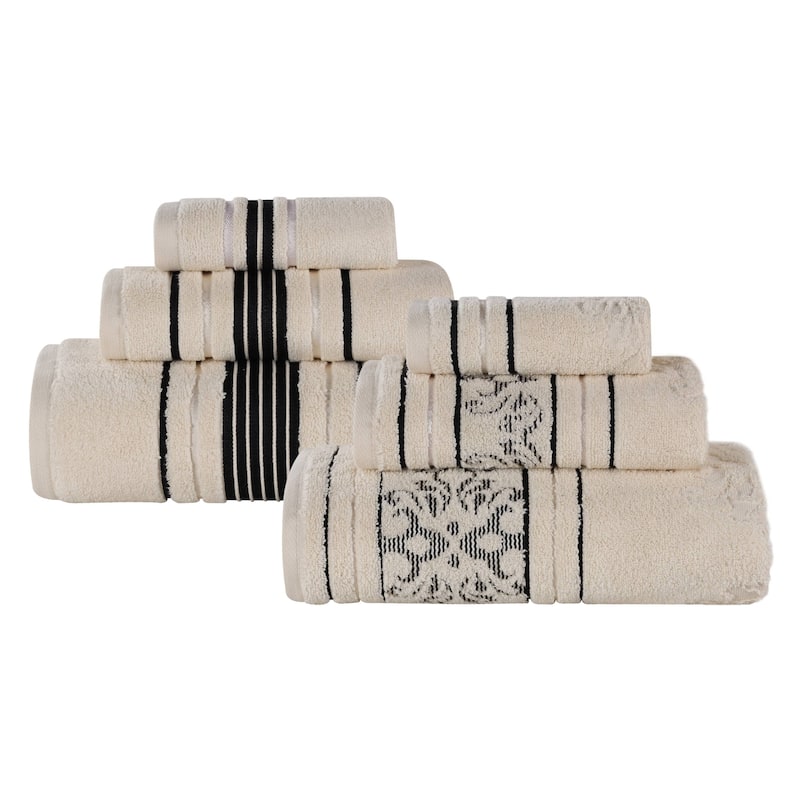 Superior Sadie Zero Twist Cotton Solid and Floral 6 Piece Towel Set