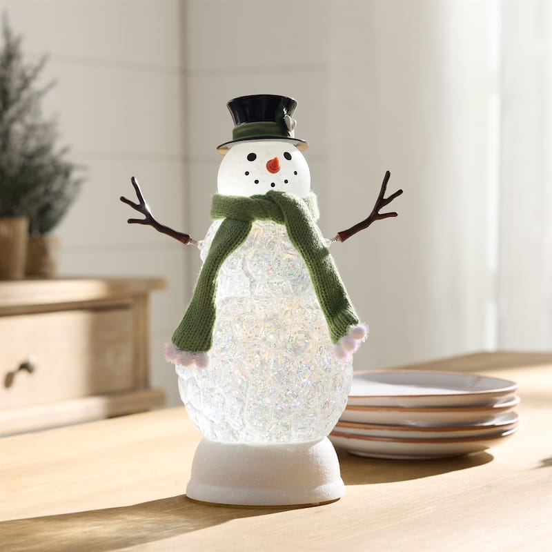 LED Snowman Snow Globe 11"H
